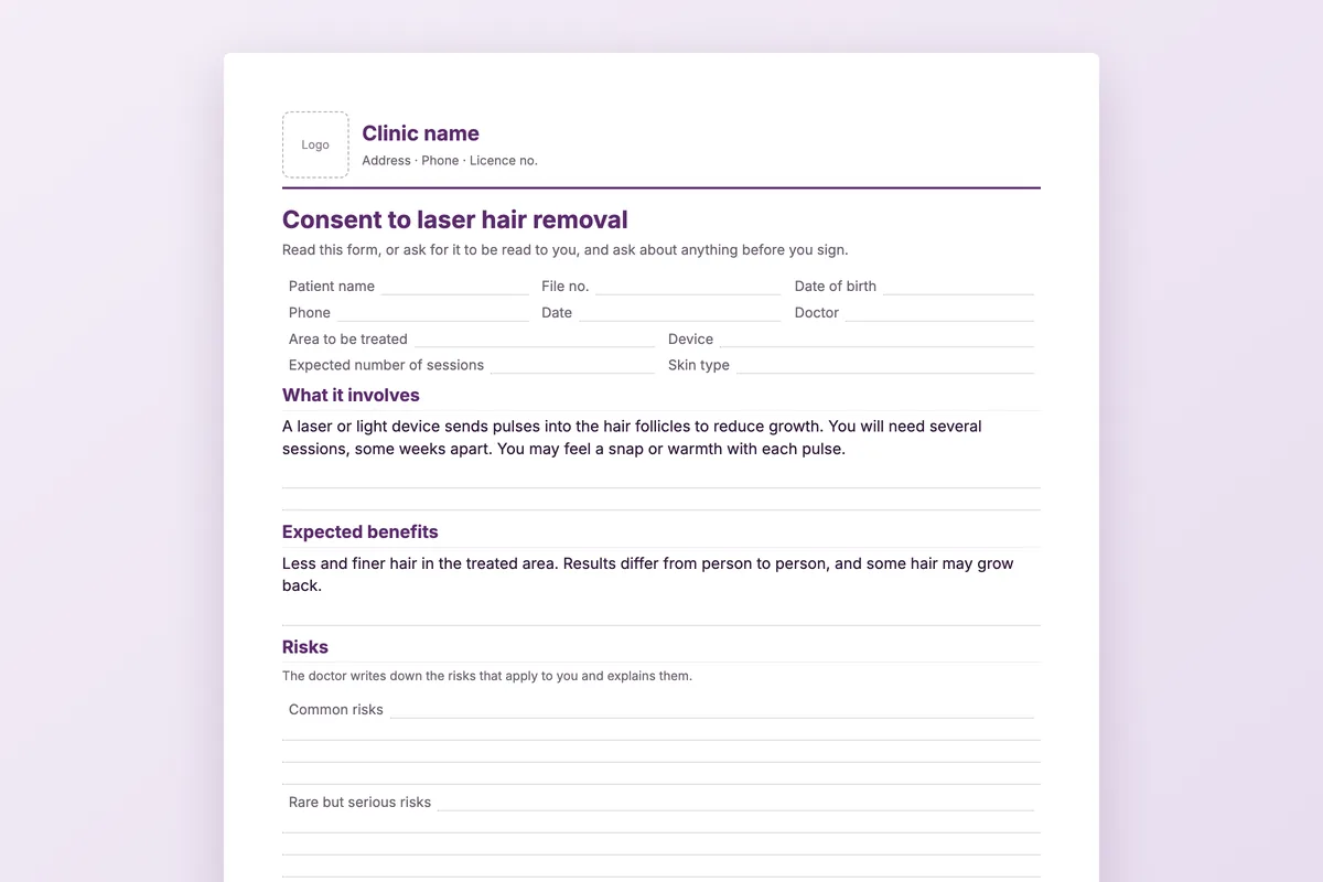 Consent form pack