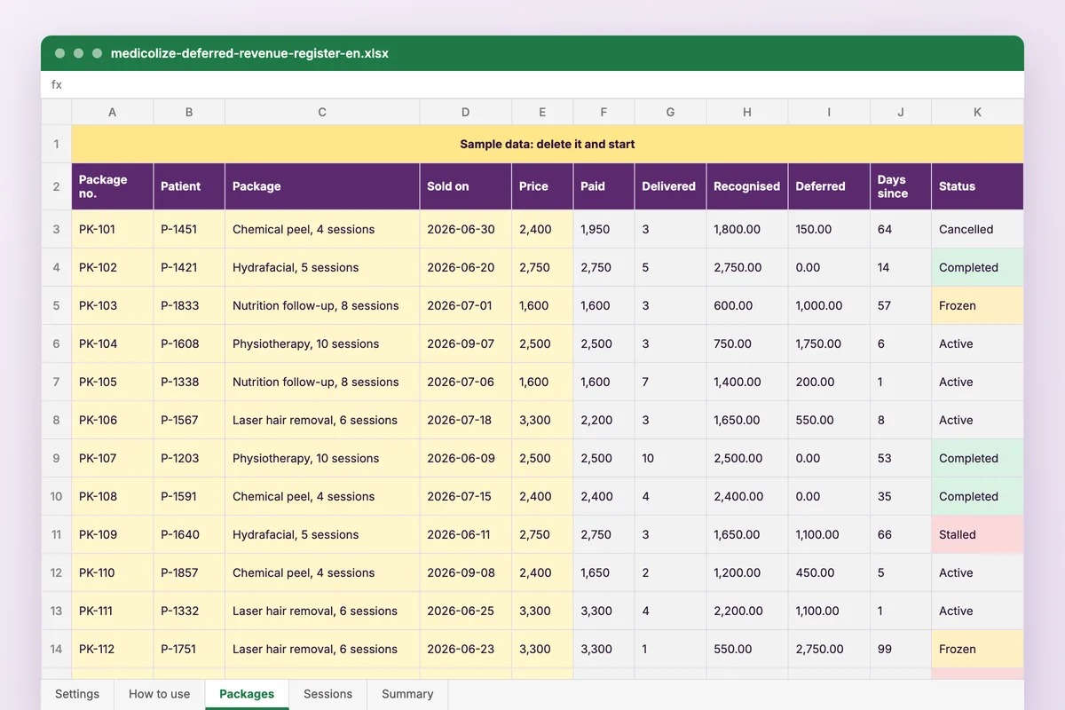 Deferred revenue register