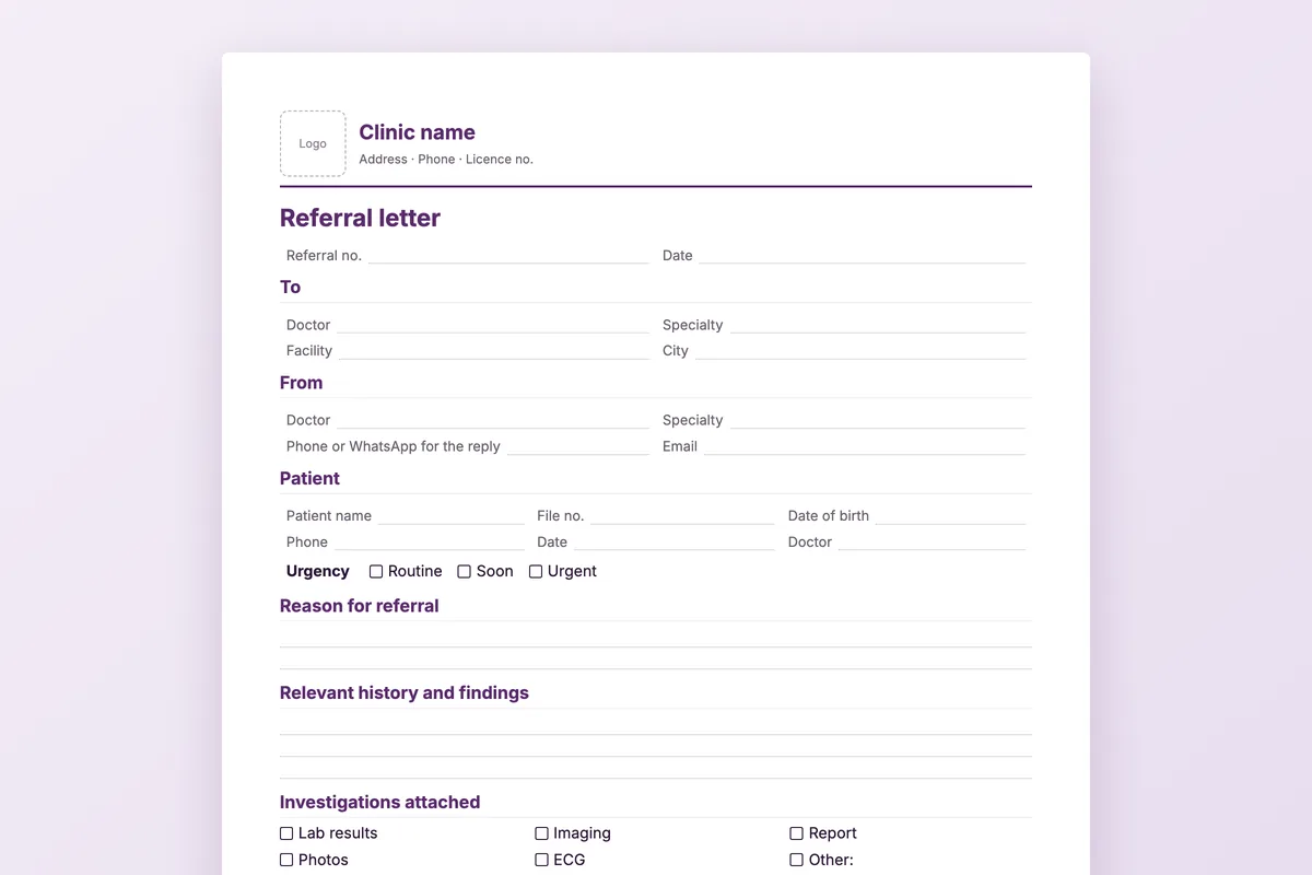 Referral letter and reply