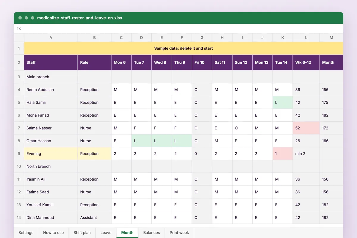 Staff roster and leave tracker